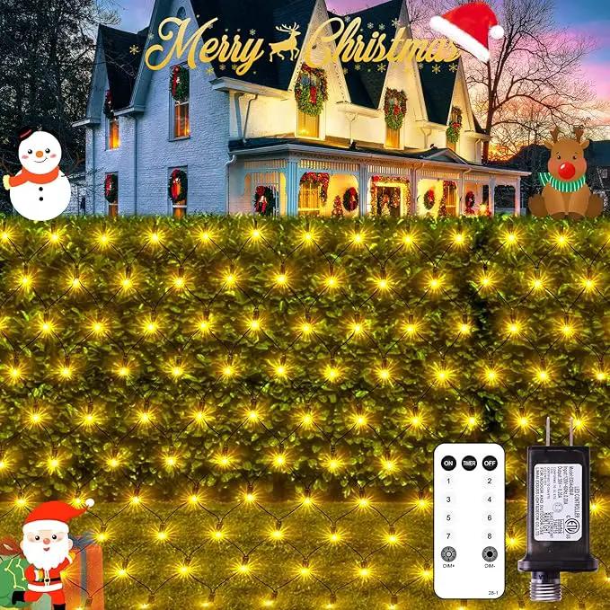 JMEXSUSS 360 LED Christmas Net Lights Outdoor Waterproof, Connectable 12ft x 5ft Net Lights Outdoor Mesh Lights with Remote, Plug in Warm White Net Lights for Bushes Shrubs Christmas Decorations by GreenHaven Gardens