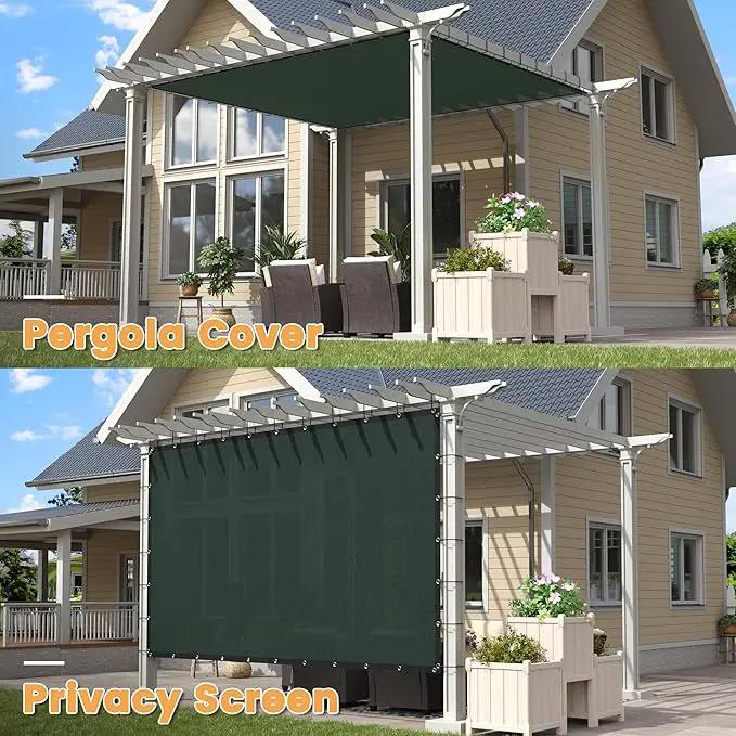 VICLLAX Shade Fabric Sun Shade Cloth with Every 2 FT Grommets for Patio Garden Pergola Cover Canopy 5x6 FT, Dark Green by GreenHaven Gardens