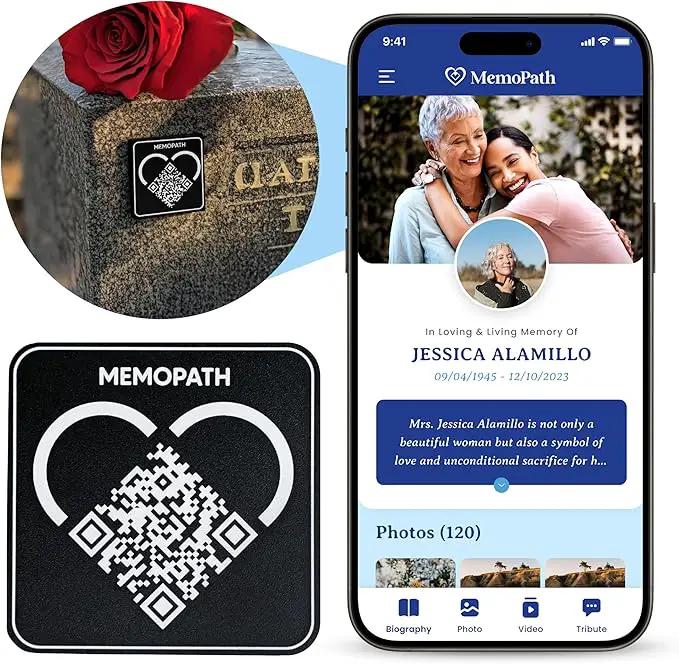 3 pcs QR Memorial Plaque and Memorial Webpage - Cemetery Plaques for Grave, Cemetery Qr Code, Memorial Qr Code for Headstone, Memorial Plaques, Memorial Gifts for Loss of Loved One by GreenHaven Gardens