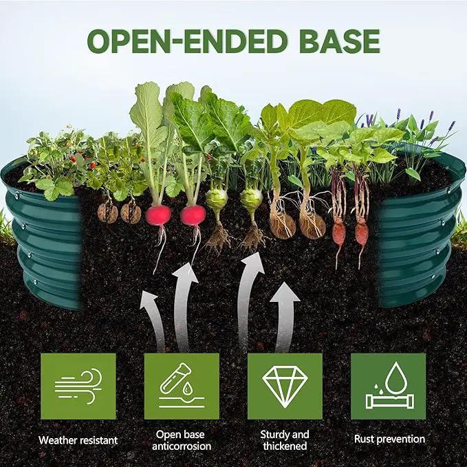 Galvanized Metal Raised Garden Bed 4x2x1ft Large Raised Planter 1Pack Outdoor Blue Planter Box with Rubber Stripe and Safety Gloves for Vegetables, Fruits, Flowers by GreenHaven Gardens
