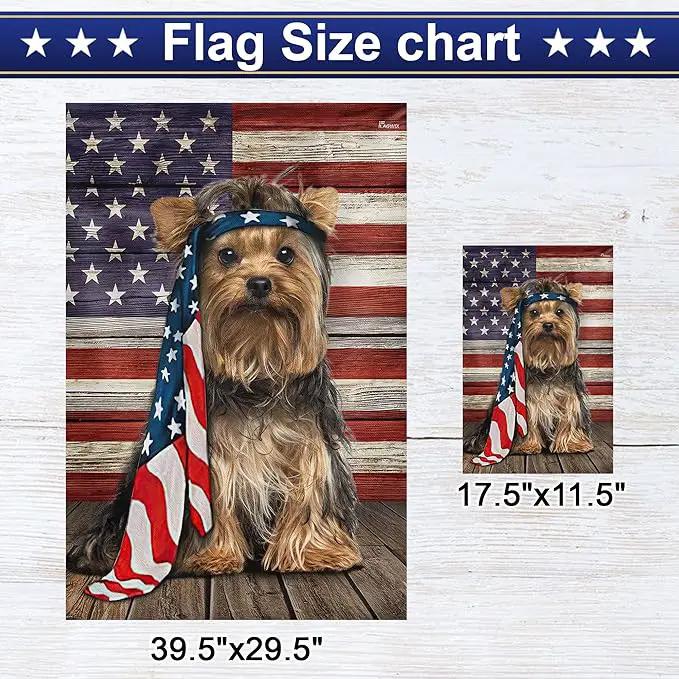 Patriot American Dog Flags - Charming Yorkshire Terrier Dog Double Sided Flag - 4th Of July Decorations for Home, Outside, House Flag 30x40 Heavy Duty Canvas, Decorative Indoor Outdoor Flag by GreenHaven Gardens