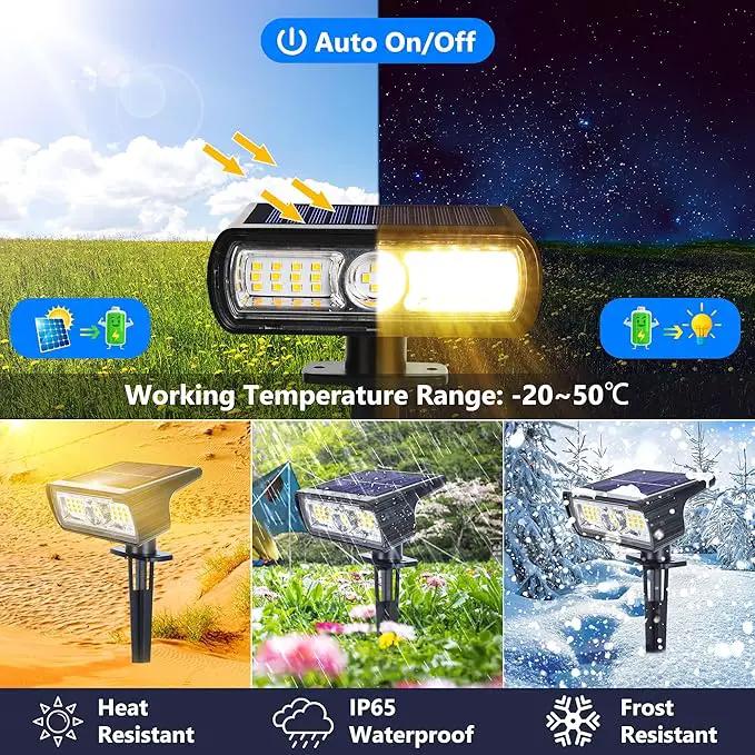 Toodour Solar Spot Light Outdoor, 6 Pack Solar Lights Outdoor with 2 Modes, Waterproof Solar Powered Flood Lights Landscape Lighting for Yard Garden Home Pathway Walkway Outdoor Decor - Warm White