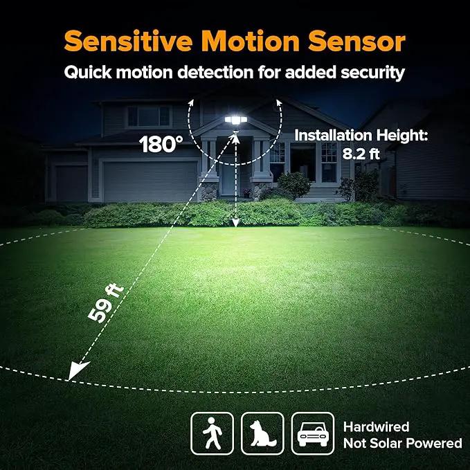LUTEC 84W 9500LM LED Security Light Motion Sensor Outdoor Lights with Night Light, 4 Head LED Flood Lights Outdoor 5000K Daylight, IP65 Waterproof, Motion Detected Lights for Outside (Black) by GreenHaven Gardens