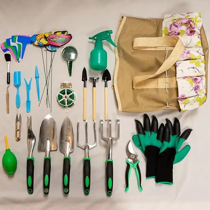 Garden Tool Set, Heavy Duty Aluminum Gardening Tools, Ergonomic Non-Slip Hand Tools for Women Men, Included Succulent Tools Set, Storage Tote Bag, Gifts for Garden Lovers by GreenHaven Gardens