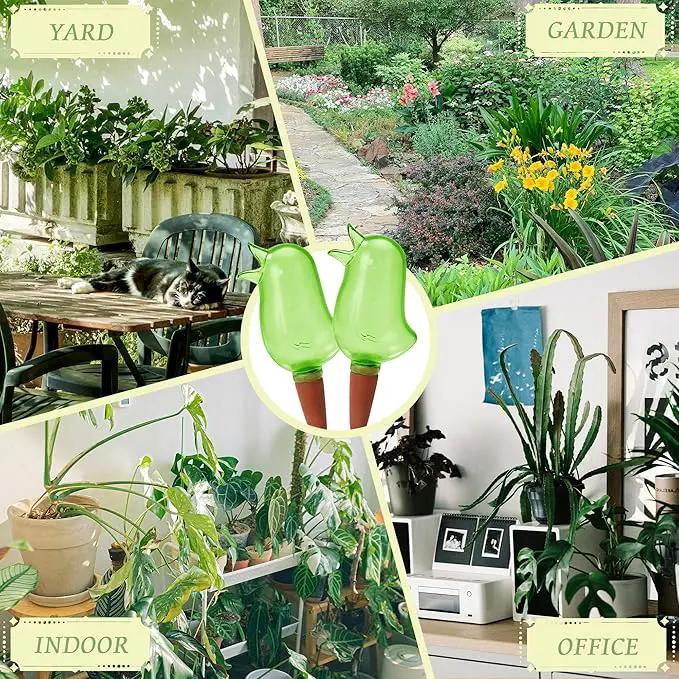4 Pack Self Watering Spikes, Indoor Plant Watering Globes, Bird Shape Automatic Irrigation Spikes,Plant Watering Devices (Green) by GreenHaven Gardens