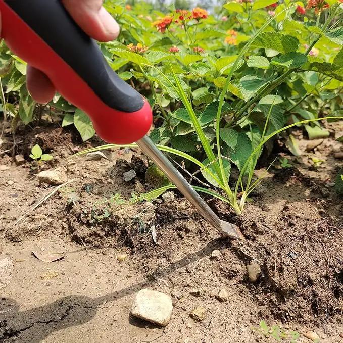 Garden Hook Weed Puller Tool Gardening Hand Cultivator Hand Tiller with Ergonomic Handle, Stainless Steel Weed Tool for Yard, Lawn & Garden by GreenHaven Gardens