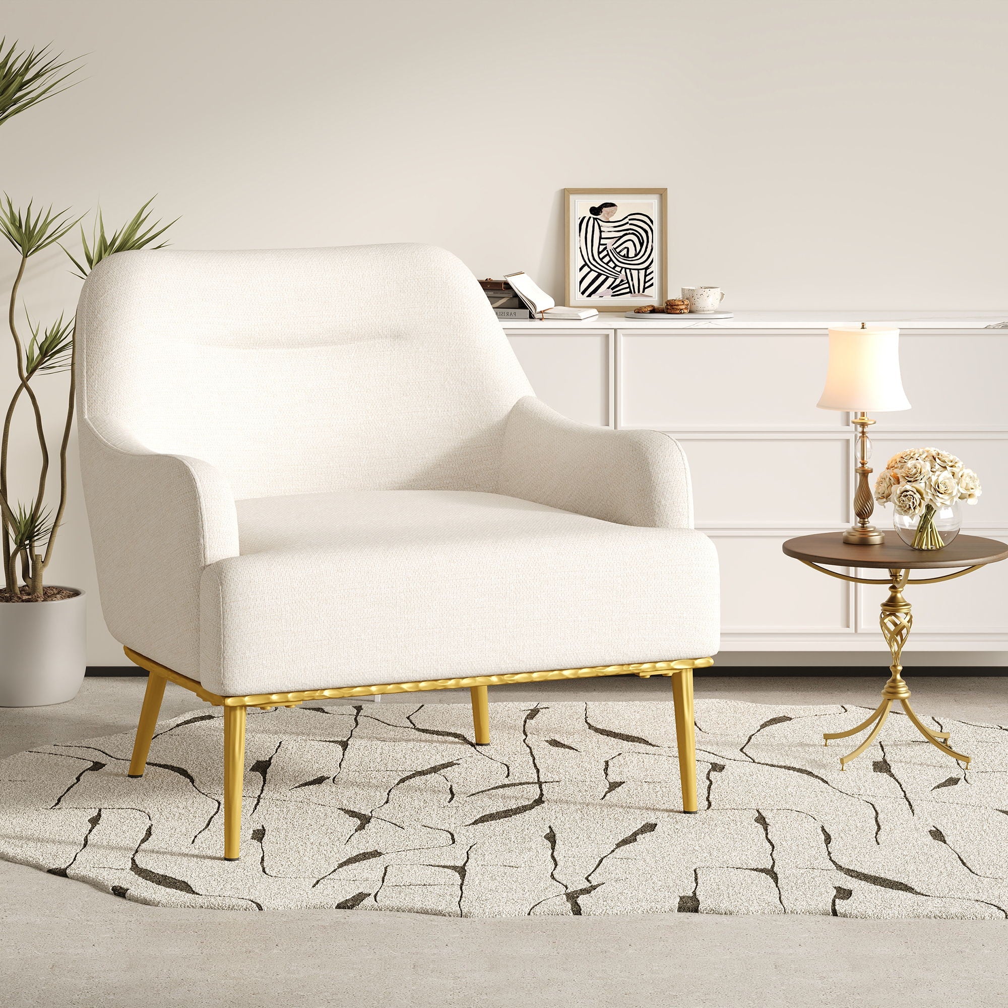Modern Elegance Accent Chair With Curved Backrest by HouseOfZazla