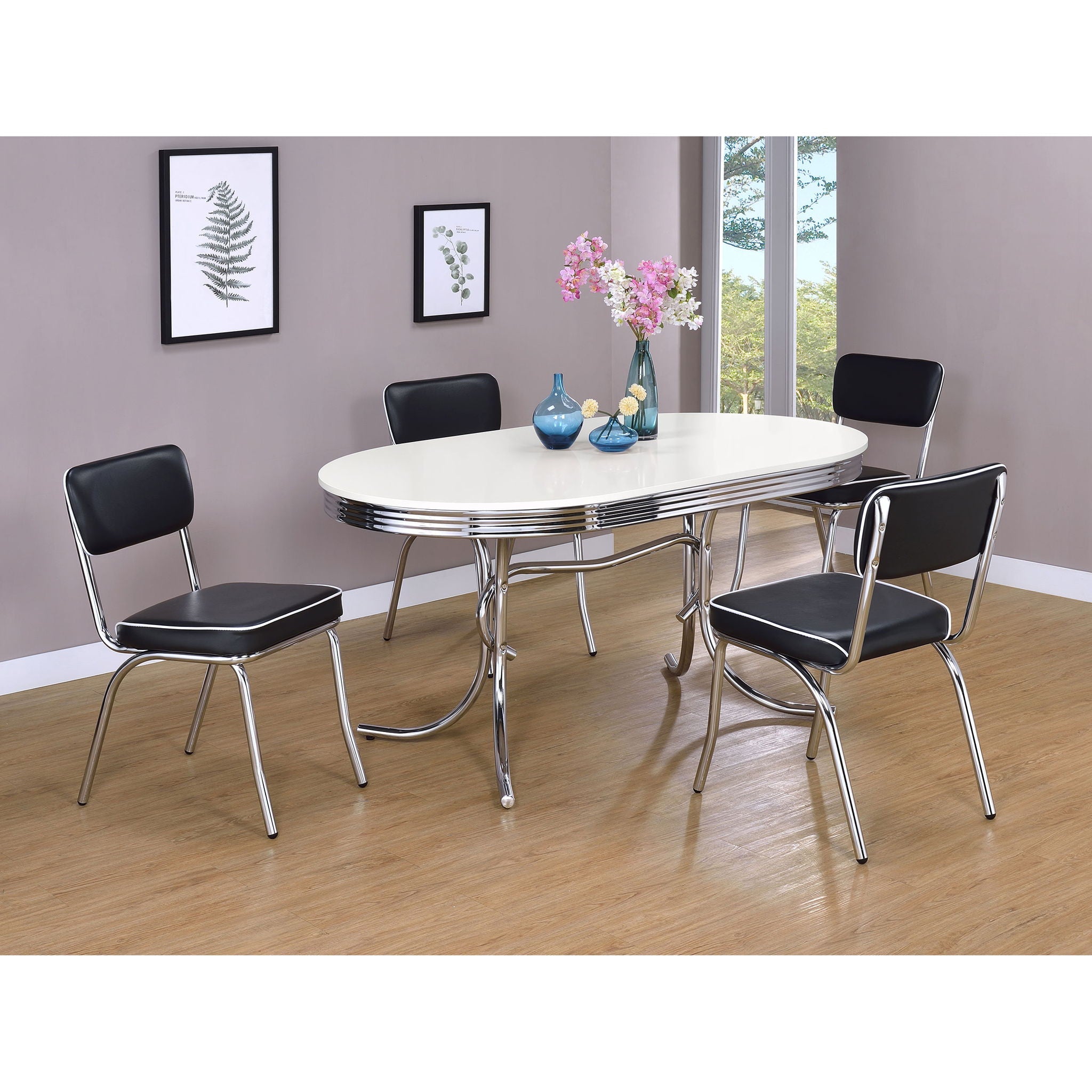Oval Dining Table - White - Metal