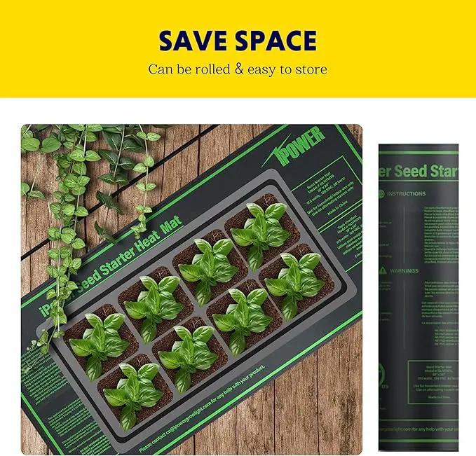 iPower Durable Seedling Heat Mat Warm 10" x 20" - 2 Pack Hydroponic Heating Pad Waterproof for Seed Starting Greenhouse and Germination by GreenHaven Gardens