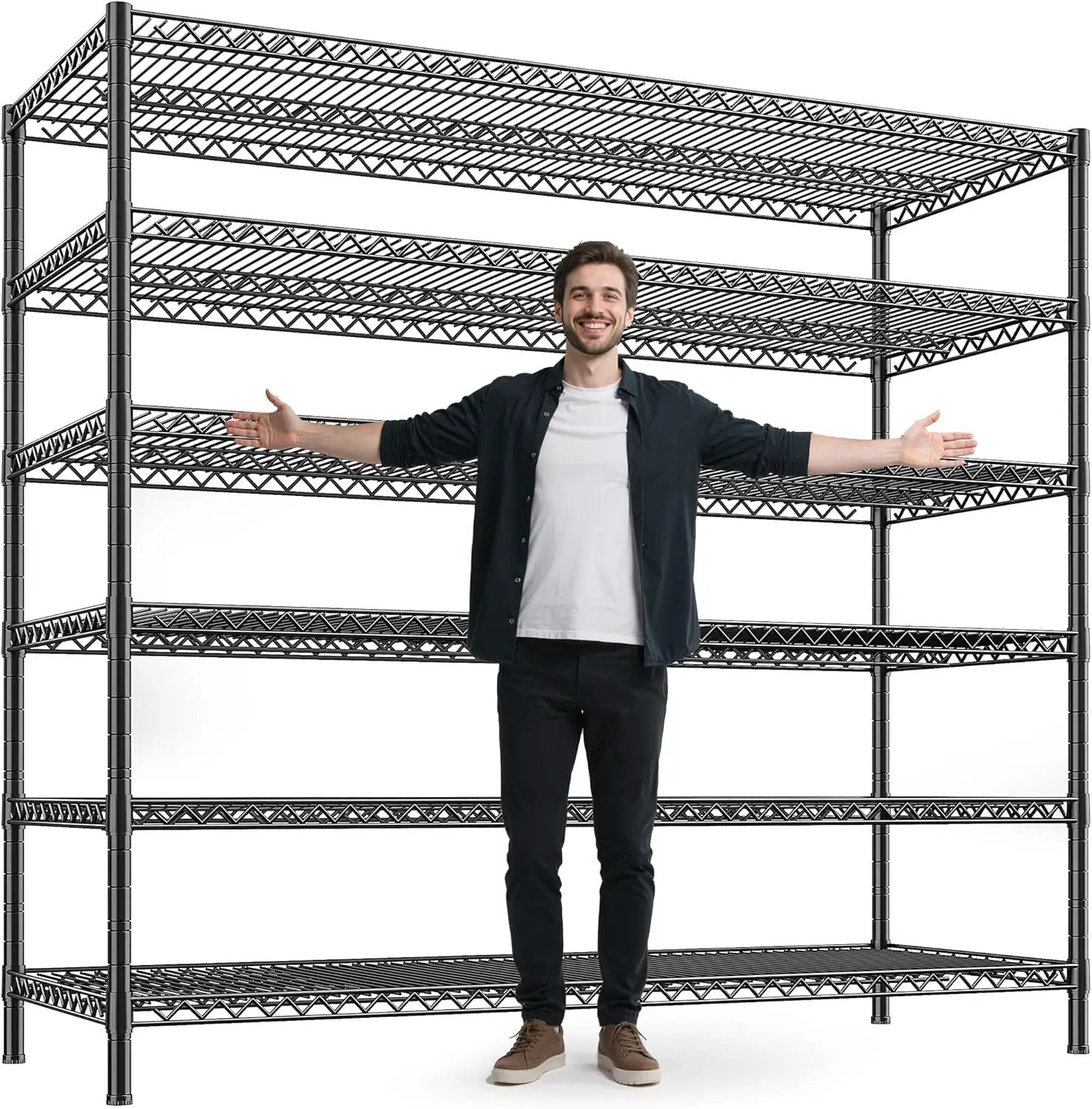 REIBII 83" H Storage Shelves 3840LBS Metal Shelving Unit 6 Tier Wire Shelving Commercial Adjustable Garage Shelving Heavy Duty for Storage Rack for Pantry, Garage, Kitchen, 83" H x 55.5" W x 18" D by GreenHaven Gardens