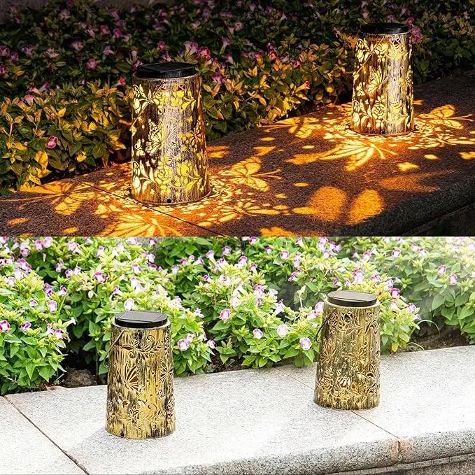 Outdoor Solar Lanterns Large Butterfly Pattern Lantern Hanging Light House Yard Patio Backyard Porch PathwayDecor Gifts for Women Grandma Mom Friends 2pcs by GreenHaven Gardens