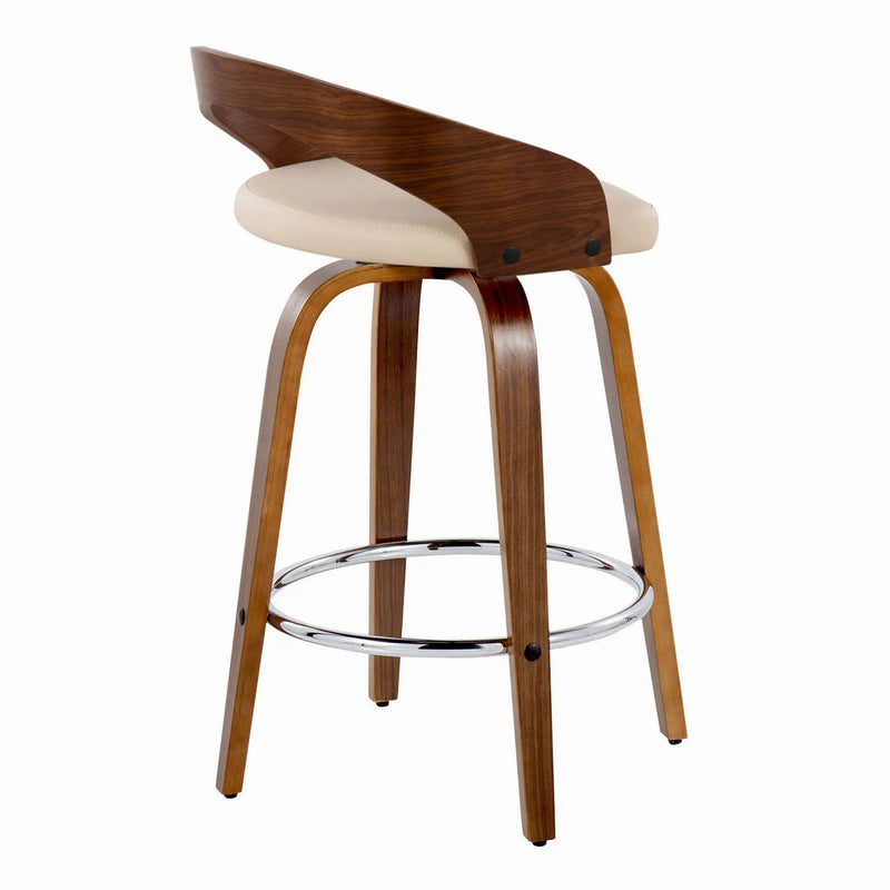 Grotto - Mid Century Modern Elegant Fixed Height Counter Stool With Swivel With Round Footrest (Set of 2) by HouseOfZazla