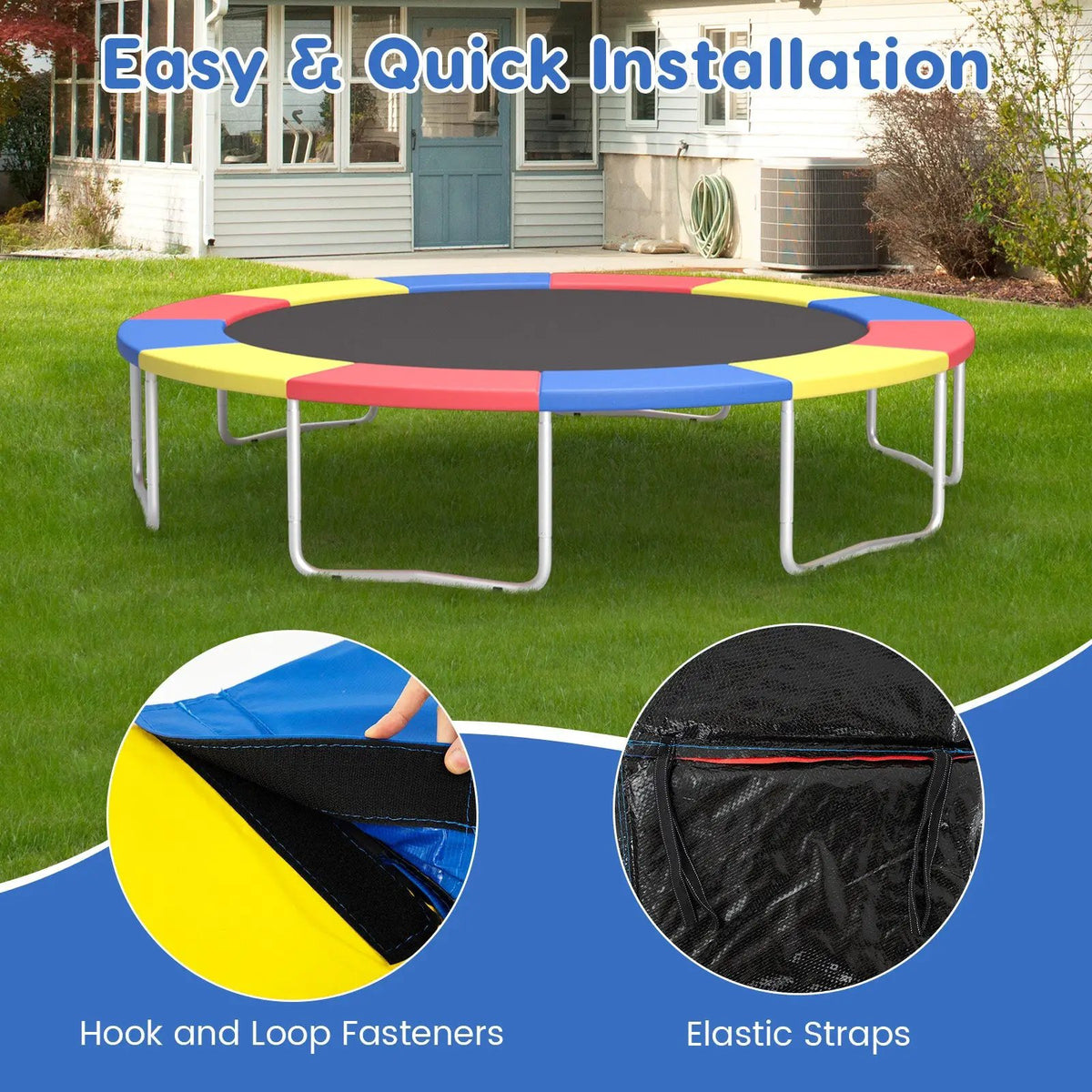 8-16 FT Trampoline Pad Replacement Safety Pad with Fixing Straps (Multicolor), photo 31 of 40
