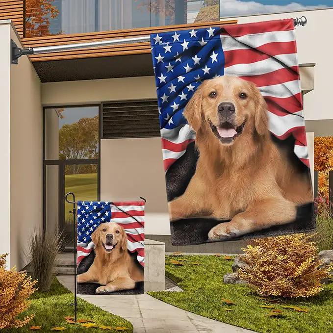 FLAGWIX Golden Retriever, Patriot American Dog Flags - 4th of July Decorations for Home, Outside, Indoor Outdoor Flag, House Flag 30x40 - Double Sided, Heavy Duty Canvas, Fade Resistant by GreenHaven Gardens