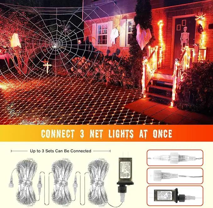 Christmas Net Lights Outdoor - 360 LED Orange Net Lights Waterproof with Remote, 12x5 ft Extendable 8 Modes for Bushes, Gazebo, Lawn, Garden, Shrubs, Tree, Backyard Decorations by GreenHaven Gardens