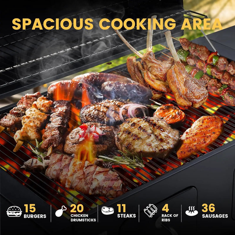 DIFY Extra Large Charcoal Grill with 589 Sq. In. Cooking Area and Foldable Side Table, Outdoor Barbecue Grill with a Liftable Charcoal Tray for Outdoor Picnic and Camping Grilling, Black by GreenHaven Gardens