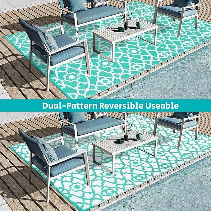 HEBE Outdoor Rug Waterproof 6x9, Reversible Plastic Straw Rug RV Camping Rug, Indoor Outdoor Patio Mat Clearance, Outside Carpet for Porch,Deck,Camper,Balcony,Backyard,Picnic by GreenHaven Gardens