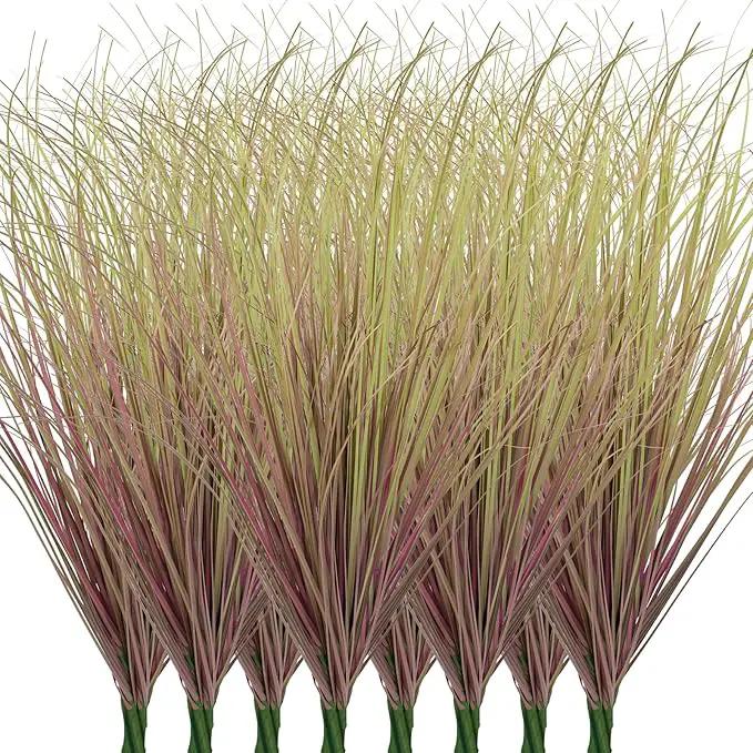 24Pcs Artificial Grass Plants, Faux Shrubs Wheat Grass, Artificial Tall Grass Fake Plants for Outdoor Decor,Artificial Greenery Stems Weed for Room Indoor Home Decor（Light Purple） by GreenHaven Gardens