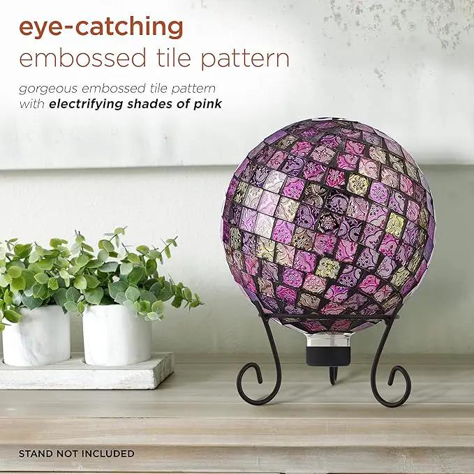 Alpine Corporation 10" Diameter Indoor/Outdoor Glass Mosaic Gazing Globe Yard Decoration, Pink by GreenHaven Gardens