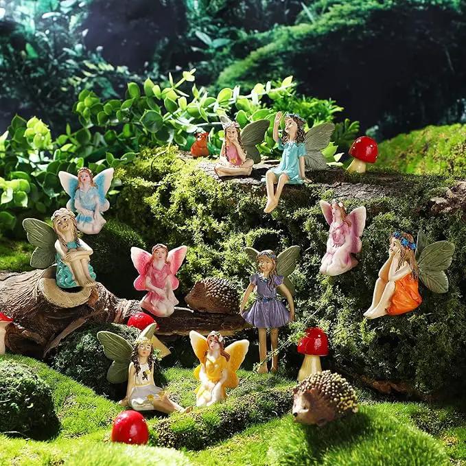 Roowest 16 Pcs Garden Accessories Miniatures Fairies Kit Resin Hedgehogs Cute Tiny Mushroom Miniature Figurines Mini Garden Lawn Yard Micro Landscape Ornaments for Home Decorations Outside by GreenHaven Gardens