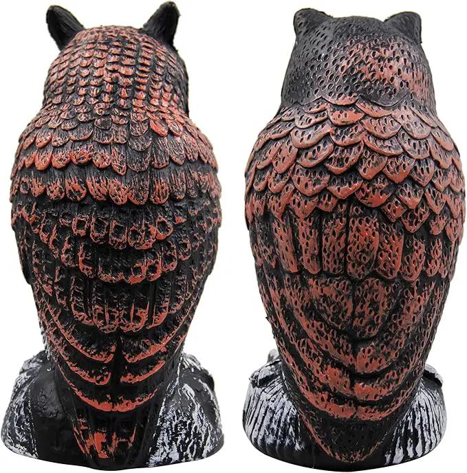 Hausse 2 Pack Fake Horned Owl Bird Scarecrow Decoy, Plastic Deterrents, Halloween Decoration, Nature Enemy Pest Repellent for Outdoor Garden Yard by GreenHaven Gardens