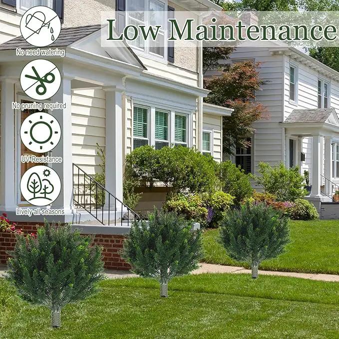 Yunlly 4 Pcs Artificial Cedar Topiary Ball Fake Tree 18" Bush Front Porch Decor Artificial Shrubs for Outdoors Faux Cypress with Ground Spike, Evergreen Plants for Indoor Garden Patio, UV Resistance by GreenHaven Gardens