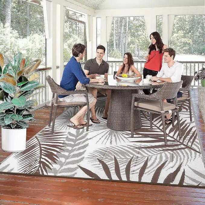 HiiARug Outdoor Rugs 9'x12' for Patios Clearance Brown Reversible Outdoor Rug, Outdoor Plastic Straw Rug RV Camping Rug Large Outdoor Mat for RV, Patio, Backyard, Deck, Picnic, Beach, Trailer, Camping by GreenHaven Gardens