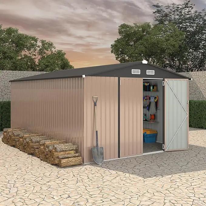 10x14 FT Metal Storage Sheds Outdoor, Metal Yard Sheds Garden Shed Kit, Metals Tool Shed with Lockable Door, Metals UtilityShed Buildings with Air Vent for Backyard Garden Patio Lawn by GreenHaven Gardens
