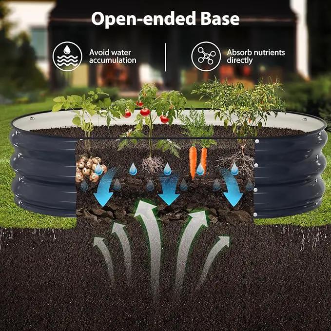 Raised Garden Bed Kit, 4x2x1 ft Galvanized Planter Box Outdoor with Safety Edging, Large Metal Raised Beds for Gardening Vegetables Flower Herb (Navy Blue) by GreenHaven Gardens
