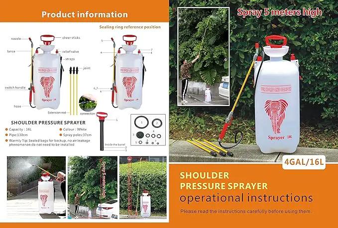 CLICIC 2.9 Gallon (11L) Lawn and Garden Portable Sprayer Pump Pressure Sprayer with Pressure Relief Valve and Adjustable Shoulder Strap for Lawns and Gardens or Cleaning Decks and Cars by GreenHaven Gardens
