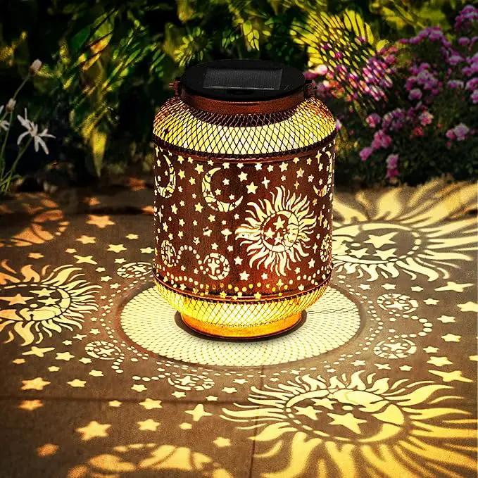 Solar Lanterns Outdoor Garden Decor, Metal Sun Moon Decor Lanterns Birthday Gifts for Women Mom Grandma, Waterproof Hanging Outdoor Solar Lights for Patio, Yard, Lawn, Landscape by GreenHaven Gardens