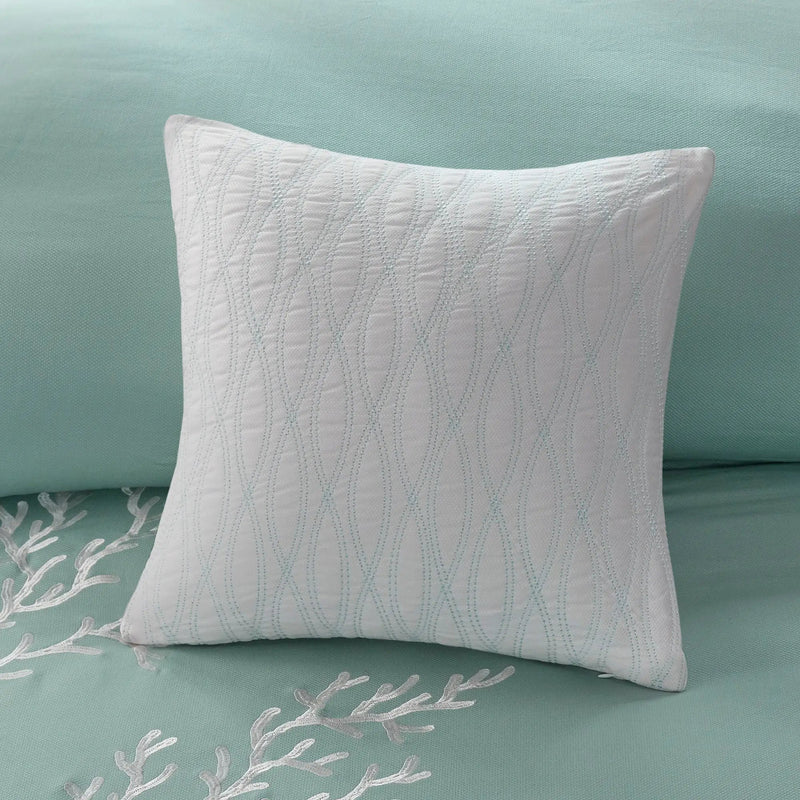 Oversized Cotton Jacquard Comforter Set Aqua Cal King by HouseOfZazla