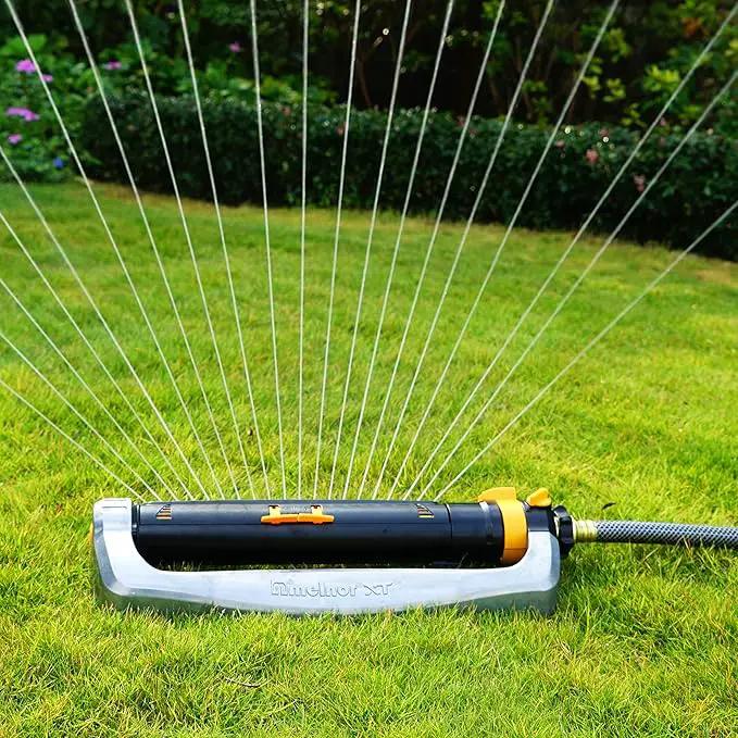 Melnor 65154AMZ XT Turbo Oscillating Sprinkler, Metal Base, 4,500 sq. ft., Quick Connect Bundle, 3-Way Adjustable, Black, Yellow by GreenHaven Gardens