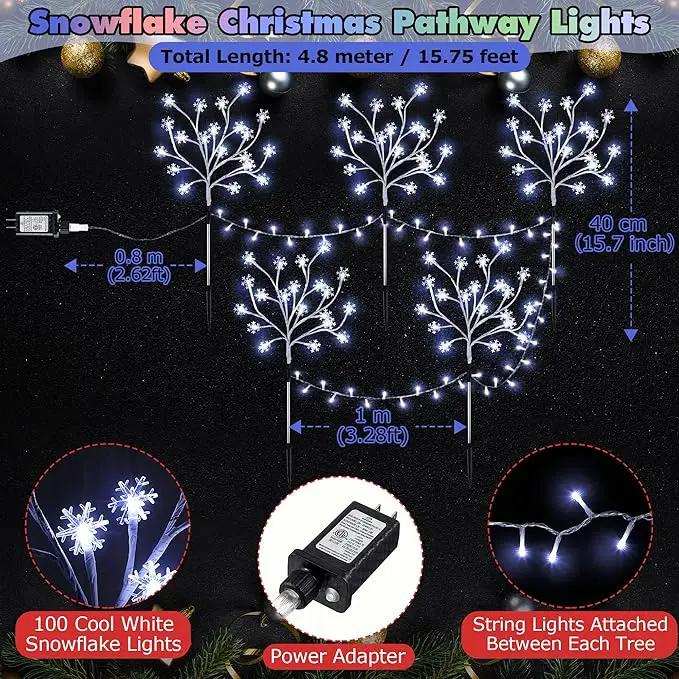 Enhon 5 Pack Snowflake Christmas Pathway Lights, 180 LED Garden Stake Lights with 8 Light Modes and Timer Function, Waterproof Xmas Decoration Tree Light for Outdoor Yard Lawn Patio Decor (Cool White) by GreenHaven Gardens