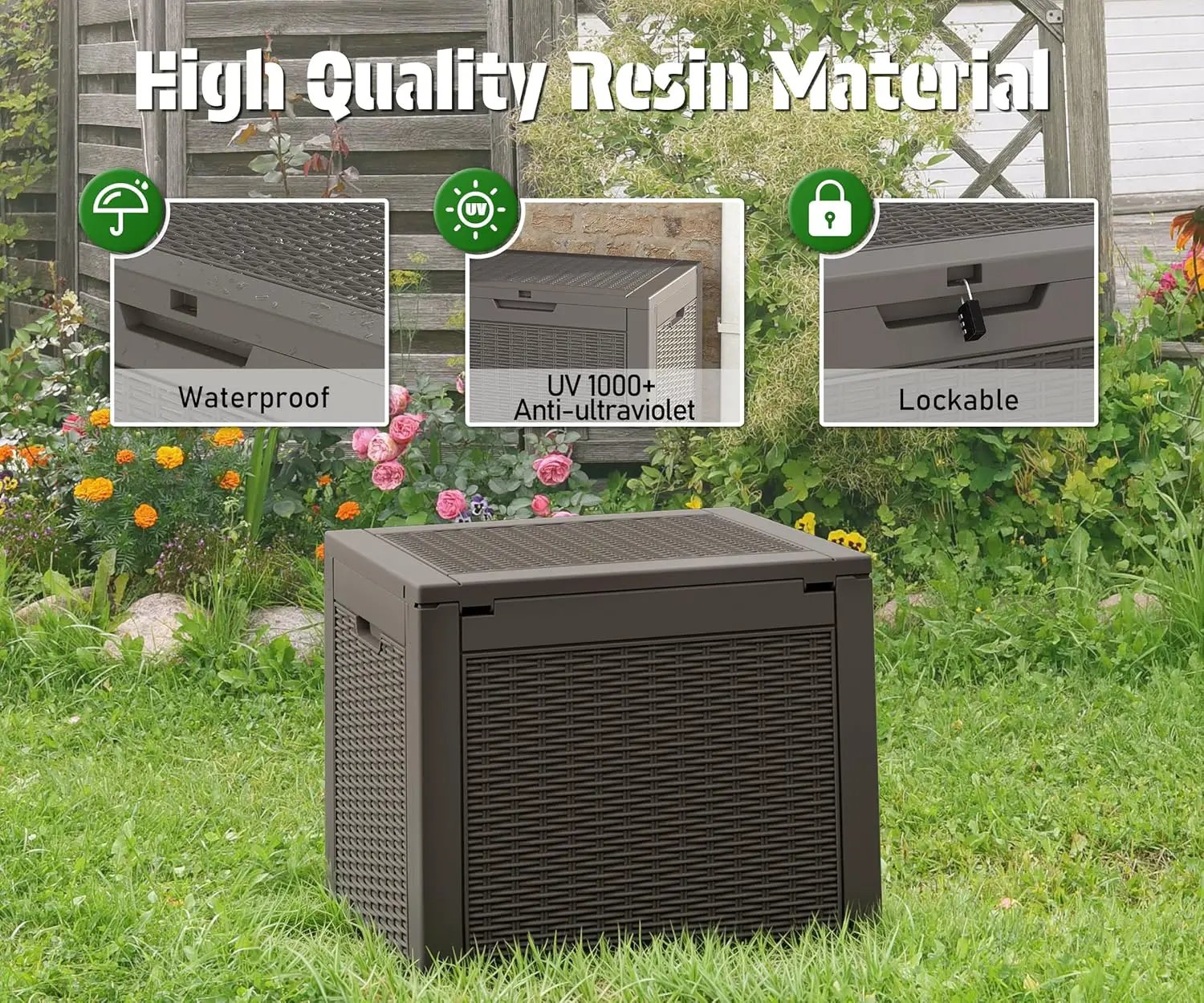 KAMABOKO 31 Gallon Outdoor Storage Box 2 Pack All-Weather Deck Box for Patio Furniture, Package Deliveries, Garden Tools, Pool Supplies & Cushions, Grey by GreenHaven Gardens