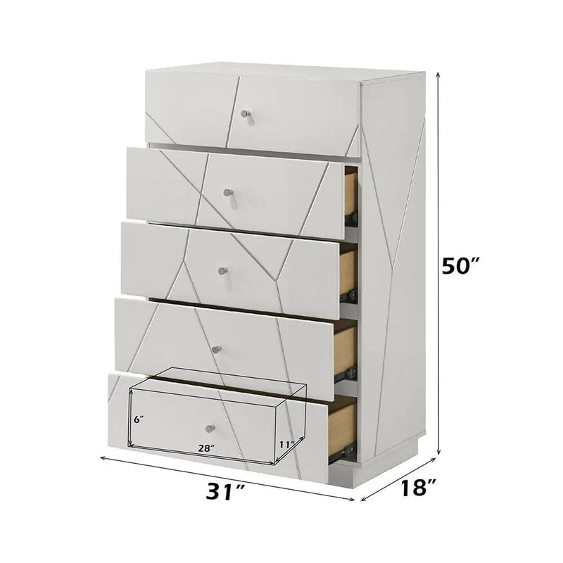 Esther - Chest - White / Silver by Unique Piece Furniture