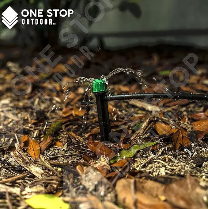 (100-PACK) - 1/4" Inch Universal 360* Degree Drip Emitter On 5" Stake - Adjustable Flow 0-18.5 GPH Fit 1/4 (4-7mm) Drip Irrigation Tubing - Professional Grade Drippers for Drip Irrigation by GreenHaven Gardens