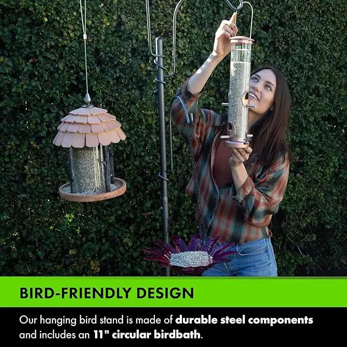 Yard Butler Yard Tree Bird Center - Durable Bird Feeder Holder & Hanging Plant Stand with 3 Hooks & Birdbath Ring - Beautiful Yard Decoration by GreenHaven Gardens