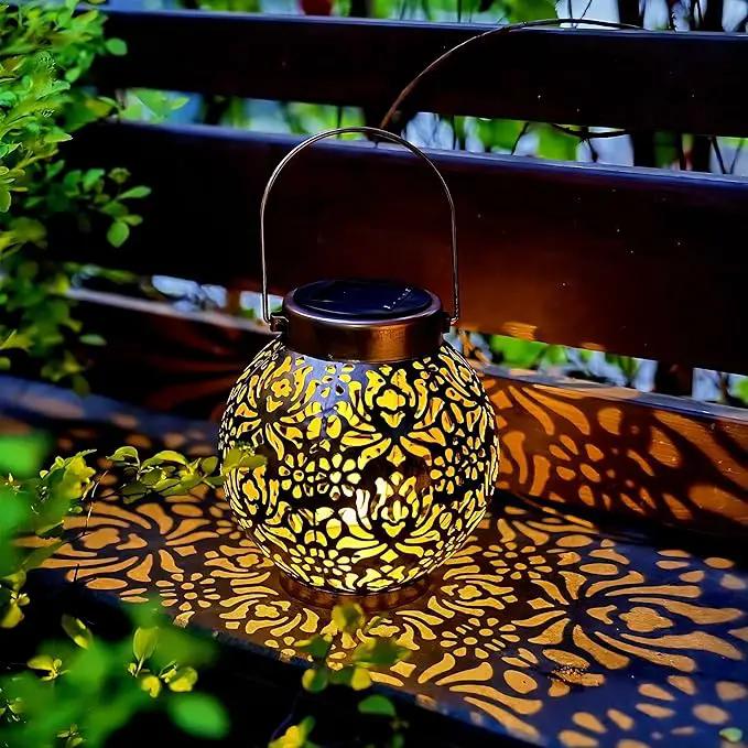 2 Pack Outdoor Solar Hanging Lantern Light LED Decorative Christmas Light for Garden Patio Courtyard Lawn and Tabletop with Hollowed-Out Design. Unique Gardening Gifts for Women. by GreenHaven Gardens