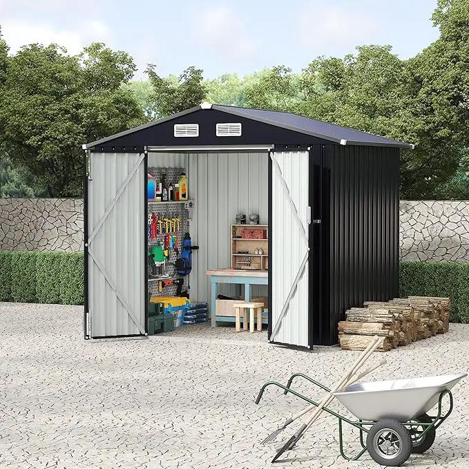 6x8 FT Metal Storage Sheds Outdoor, Metal Yard Sheds MetalGarden Shed Kit, MetalTool Shed with Lockable Door, Utility Buildings with Air Vent for Backyard Garden Patio Lawn by GreenHaven Gardens