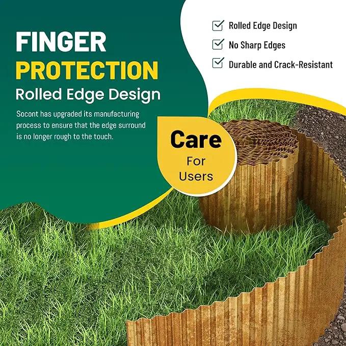 Corrugated Metal Garden Edging, 10"×20Ft Durable Landscape Border for Garden, Lawn, Flower Beds and Paver Edging (Rusty) by GreenHaven Gardens