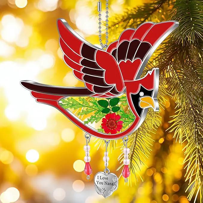 KY&BOSAM Cardinal Suncatcher Nana Gifts I Love You Nana Stained Glass Suncatchers Hanging Ornament for Window Wind Chime Birthday Gifts for Women Nana Grandma Mother`s Day Christmas Tree Gifts by GreenHaven Gardens