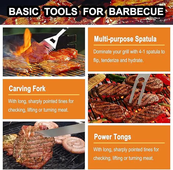 Grilljoy 24PCS BBQ Grill Tools Set with Meat Thermometer and Injector - Extra Thick Stainless Steel Fork, Spatula& Tongs - Complete BBQ Accessories in Aluminum Case - Perfect Grill Gifts for Men by GreenHaven Gardens