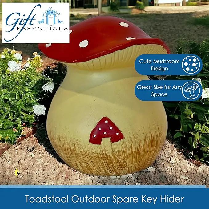 Toadstool Decorative Garden Statue and Key Hider - Hides a Secret Extra Hidden Key Outside in Garden, Yard or Porch by GreenHaven Gardens
