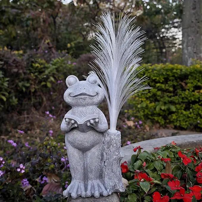 Frog Statue Solar Garden Decor,Resin Frog Statues and Colour Changing Optical Fiber Solar Lights,Outdoor Decoration for Balcony, Garden, Patio, Yard, Lawn,Gifts for Mom Grandma by GreenHaven Gardens