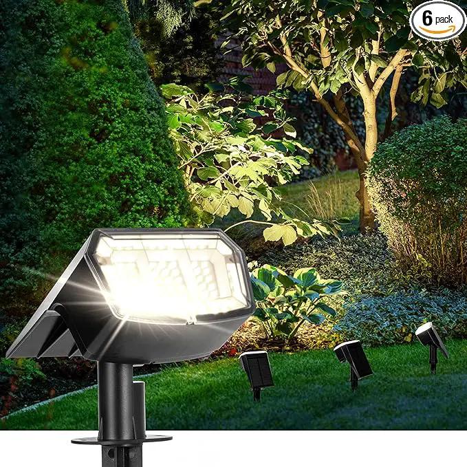 Solar Spot Lights Outdoor 63 LED 3 Lighting,Waterproof IP65 Modes Spotlights for Outside House Yard Garden Landscape Lights 6 Pack (Natural Lihgt) by GreenHaven Gardens
