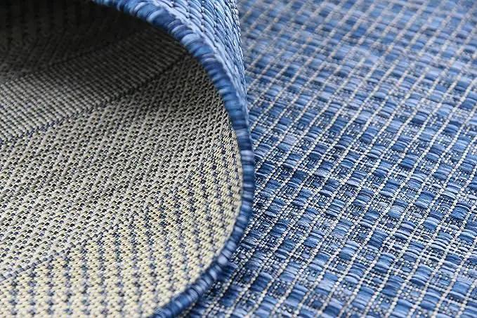 Unique Loom Outdoor Border Collection Area Rug - Soft Border (8' x 11' 4" Rectangle, Blue/ Ivory) by GreenHaven Gardens
