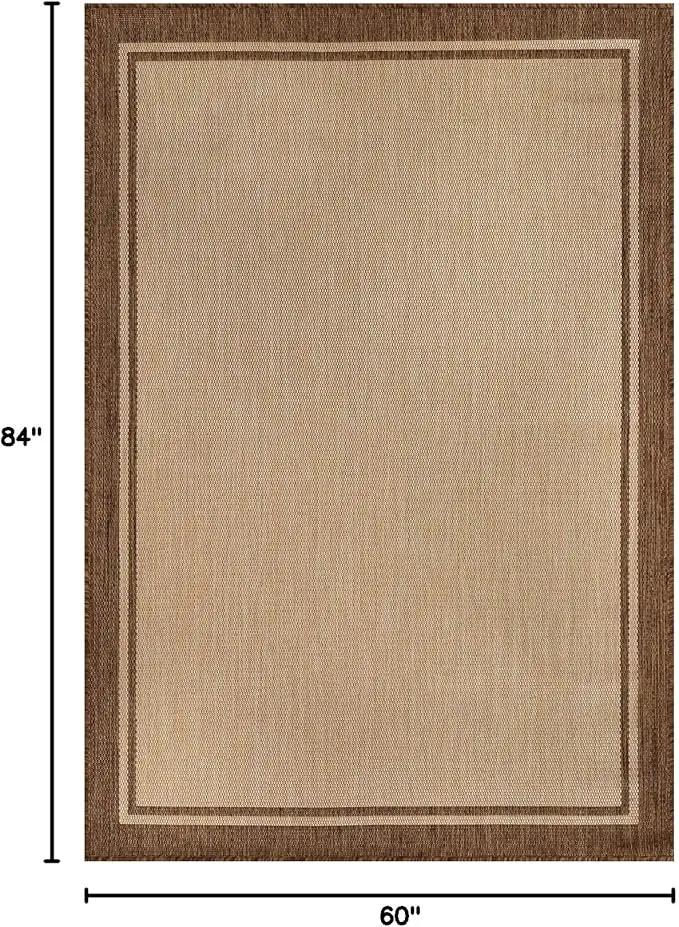 CAMILSON Outdoor Rug 5x7 Bordered Natural Brown Modern Area Rugs for Indoor and Outdoor Patios, Kitchen and Hallway Mats, Washable Porch Deck Outside Carpet (Border Jute, 5 x 7) by GreenHaven Gardens