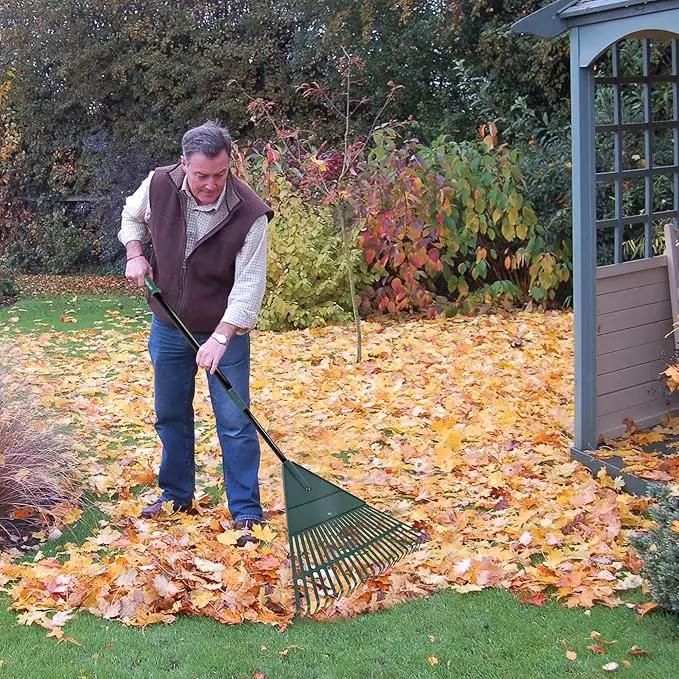 ORIENTOOLS Garden, Adjustable Lightweight Steel Poly Shrub Rake, Plastic Head, 22 Tines, 42 to 60 inches (Black Handle) by GreenHaven Gardens