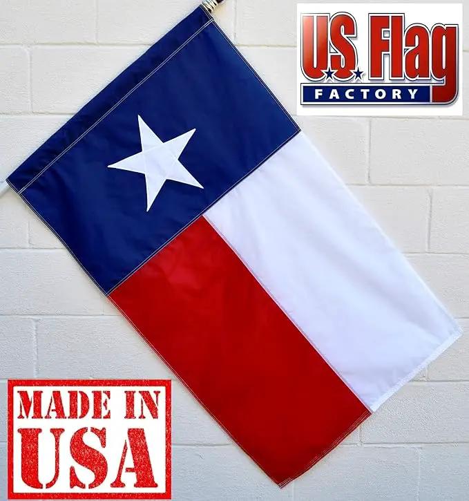 US Flag Factory 3x5 FT Texas State Flag (Sewn Star, Sewn Stripes) (Pole Sleeve) Outdoor SolarMax Nylon - Premium Quality - Made in America (3x5 FT (Pole Sleeve)) by GreenHaven Gardens
